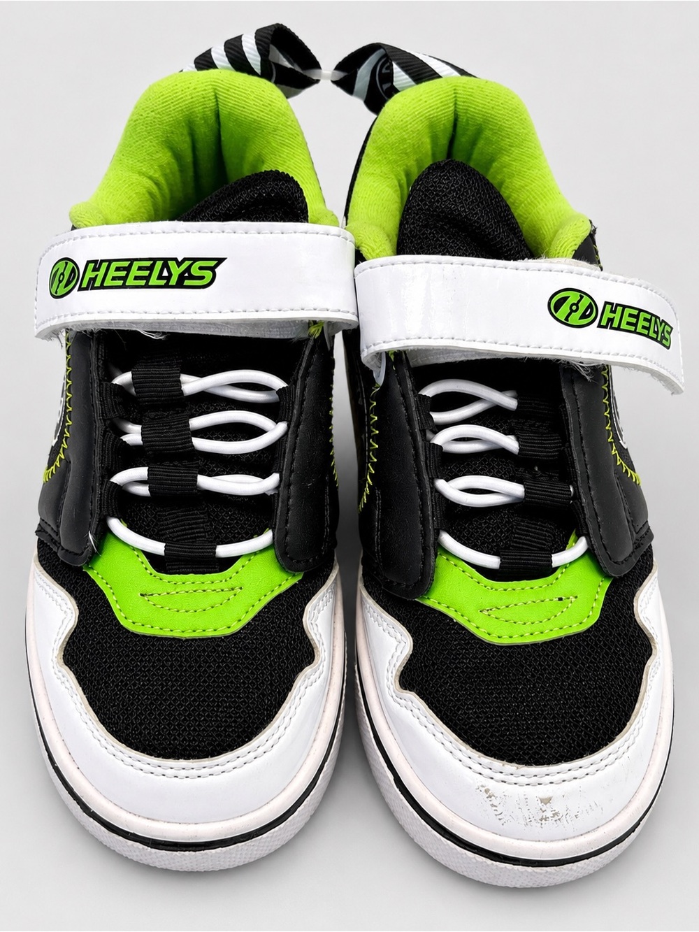 Heelys Youth 12C Black White Green Double Wheel Skate Shoes